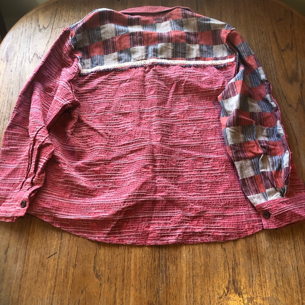 Pol Woman’s Button Up Shirt Patchwork Oversized S… - image 4